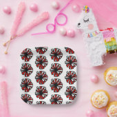 レッドホワイトポム紙プレート ペーパープレート (パーティー)