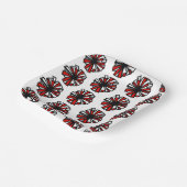 レッドホワイトポム紙プレート ペーパープレート (傾斜あり)