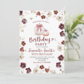 レッドホワイトマルサラ秋秋ワイルドフラワー誕生日 招待状 (スタンド正面)