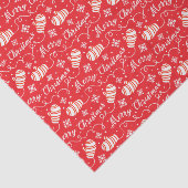 レッドホワイトミトンとスノーフレークのクリスマスパターン 薄葉紙 (詳細)