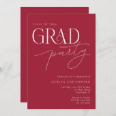 レッドホワイトミニマモダンリストグラードパーティの招待状 招待状 (正面/裏面)