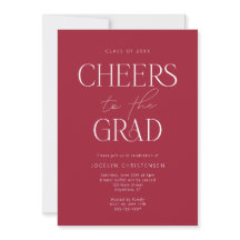 レッドホワイトミニマモダンリストグラードパーティの招待状