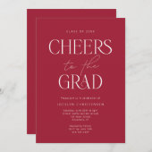 レッドホワイトミニマモダンリストグラードパーティの招待状 招待状 (正面/裏面)