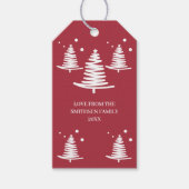 レッドホワイトミニマリストのクリスマスツリーギフトラベル ギフトタグ (正面)
