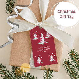 レッドホワイトミニマリストのクリスマスツリーギフトラベル ギフトタグ