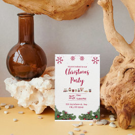 レッドホワイトミニマルパーティの招待状 シーズンカード