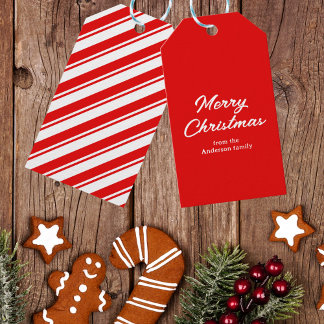 レッドホワイトメリークリスマス名前をカスタムする ギフトタグ