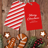 レッドホワイトメリークリスマス名前をカスタムする ギフトタグ