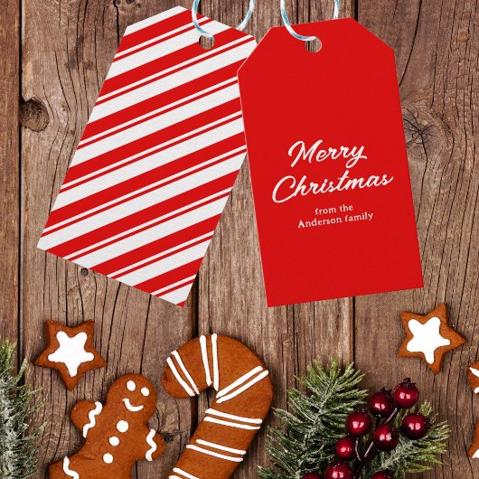 レッドホワイトメリークリスマス名前をカスタムする ギフトタグ
