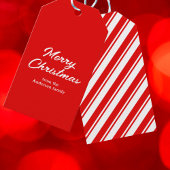 レッドホワイトメリークリスマス名前をカスタムする ギフトタグ