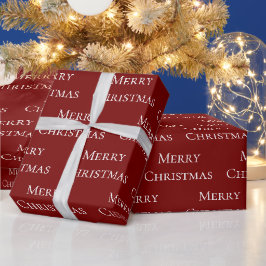レッドホワイトメリークリスマス引用文 ラッピングペーパー