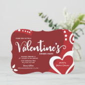 レッドホワイトモダンバレンタインディナーパーティの招待状 招待状 (スタンド正面)