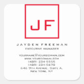 レッドホワイトモノグラムモダンミニマリストあなたの名前 スクエアシール (正面)