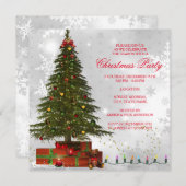 レッドホワイトライトツリーフェスティバルクリスマスパーティー 招待状 (正面/裏面)