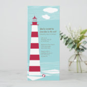 レッドホワイトライトハウスパーティー招待状 招待状 (スタンド正面)