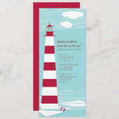 レッドホワイトライトハウスパーティー招待状 招待状 (正面/裏面)