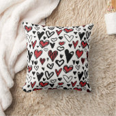 レッドホワイトラブドリームスハートパターン装飾用クッション クッション (ブランケット)