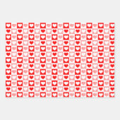 レッドホワイトラブハートバレンタインデー ラッピングペーパーシート (正面3)