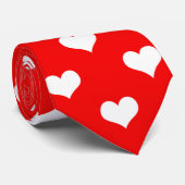 レッドホワイトラブハートパターンデザイン ネクタイ (ロール)