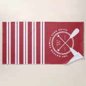 レッドホワイトレイ航海のクハウスモノグラム ビーチタオル (正面)