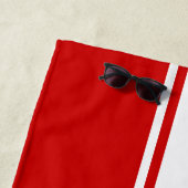 レッドホワイトレーシングストライプ金ゴールドプモノグラムのール ビーチタオル (インサイチュ)