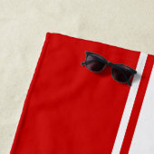 レッドホワイトレーシングストライプ金ゴールドプモノグラムのール ビーチタオル (インサイチュ)