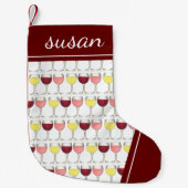 レッドホワイトロゼワイングラスワイナリーカクテル スモールクリスマスストッキング (正面)