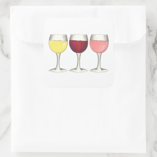 レッドホワイトロゼワインズグラスワイナリーワインテイスティング スクエアシール (バッグ)