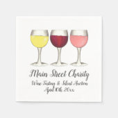 レッドホワイトロゼワインズグラスワイナリーワインテイスティング スタンダードカクテルナプキン (正面)