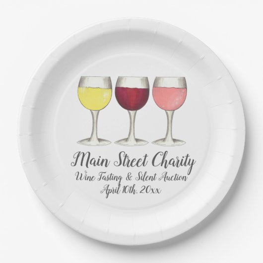 レッドホワイトロゼワインズグラスワイナリーワインテイスティング ペーパープレート (正面)