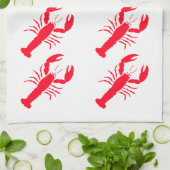 レッドホワイトロブスターシーフード4ニコラス キッチンタオル (折り畳み)