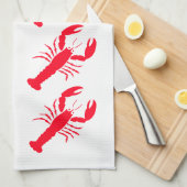 レッドホワイトロブスターシーフード4ニコラス キッチンタオル (四つ折り)