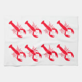 レッドホワイトロブスターシーフード4ニコラス キッチンタオル (横)