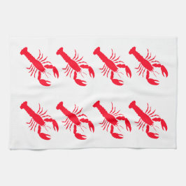 レッドホワイトロブスターシーフード4ニコラス キッチンタオル