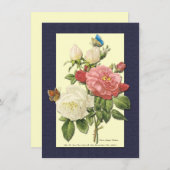 レッドホワイトローズアンドバタフライカスタム招待状 招待状 (正面/裏面)