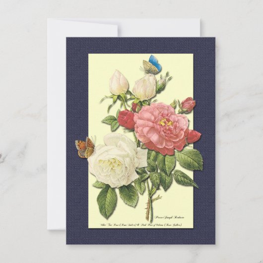 レッドホワイトローズアンドバタフライカスタム招待状 招待状 (正面)