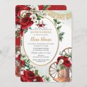 レッドホワイトローズシャーロブーツスウィート16キンセアニラ 招待状 (正面/裏面)