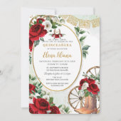 レッドホワイトローズシャーロブーツスウィート16キンセアニラ 招待状 (正面)