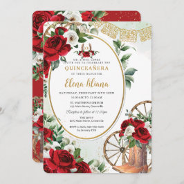 レッドホワイトローズシャーロブーツスウィート16キンセアニラ 招待状