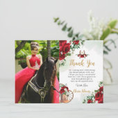 レッドホワイトローズフローラブーツチャロキンセアニラ サンキューカード (スタンド正面)