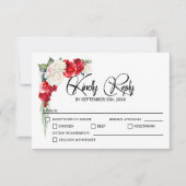 レッドホワイトローズ結婚フローラ 出欠カード (正面)
