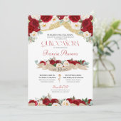 レッドホワイトローゼス牡丹エレガントキンセアニェラインヴィータ 招待状 (スタンド正面)