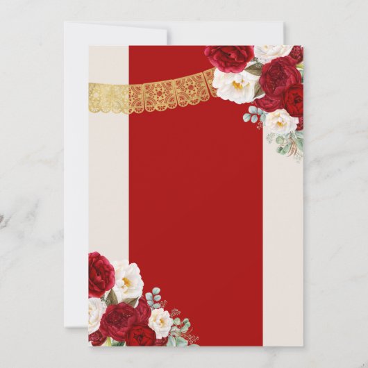 レッドホワイトローゼス牡丹エレガントキンセアニェラインヴィータ 招待状 (裏面)