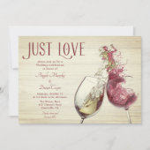 レッドホワイトワインダンスジャストラブ結婚ズお祝い 招待状 (正面)