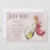 レッドホワイトワインダンスジャストラブ結婚ズお祝い 招待状 (正面)