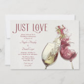 レッドホワイトワインダンスジャストラブ結婚ズお祝い 招待状 (正面)