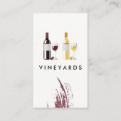 レッドホワイトワインボトルとグラス 名刺 (正面)