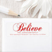 レッドホワイト信じメリークリスマス差出人住所 ラベル (インサイチュ)