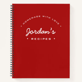 レッドホワイト名前をカスタムするホームメイドウィズラブレシピ ノートブック