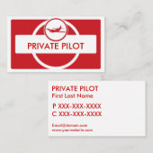 レッドホワイト小飛行機パイロット名刺 名刺 (正面/裏面)